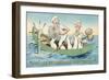 Cartoon, Sailors with Mermaid Picture-null-Framed Art Print