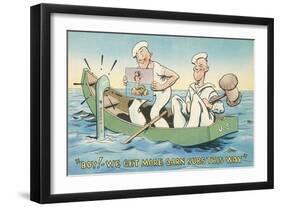 Cartoon, Sailors with Mermaid Picture-null-Framed Art Print