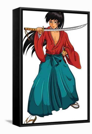 Cartoon Samurai-ayelet keshet-Framed Stretched Canvas