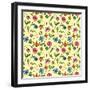 Cartoon Seamless Pattern with Flowers and Butterflies-Olga Savinova-Framed Art Print