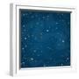 Cartoon Space Background with Colorful Stars. Night Starry Sky. Vector Illustration.-0mela-Framed Art Print