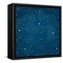 Cartoon Space Background with Colorful Stars. Night Starry Sky. Vector Illustration.-0mela-Framed Stretched Canvas