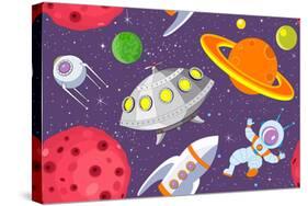 Cartoon Space Seamless Background-Milovelen-Stretched Canvas