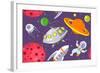 Cartoon Space Seamless Background-Milovelen-Framed Art Print