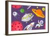 Cartoon Space Seamless Background-Milovelen-Framed Art Print