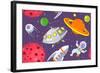 Cartoon Space Seamless Background-Milovelen-Framed Art Print