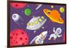 Cartoon Space Seamless Background-Milovelen-Framed Art Print