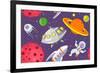 Cartoon Space Seamless Background-Milovelen-Framed Art Print