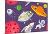 Cartoon Space Seamless Background-Milovelen-Mounted Art Print