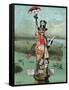 Cartoon, Statue of Liberty with Advertising-null-Framed Stretched Canvas