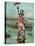 Cartoon, Statue of Liberty with Advertising-null-Stretched Canvas