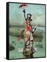 Cartoon, Statue of Liberty with Advertising-null-Framed Stretched Canvas