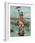 Cartoon, Statue of Liberty with Advertising-null-Framed Giclee Print