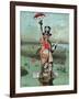 Cartoon, Statue of Liberty with Advertising-null-Framed Giclee Print