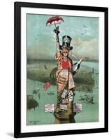 Cartoon, Statue of Liberty with Advertising-null-Framed Giclee Print