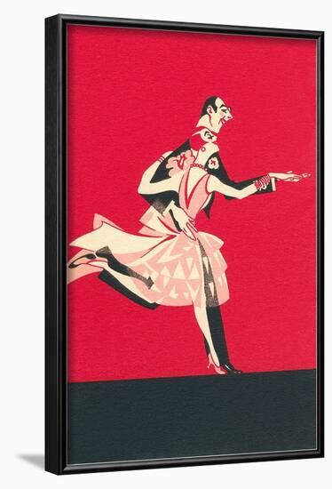 Cartoon Tango Dancers-null-Framed Art Print