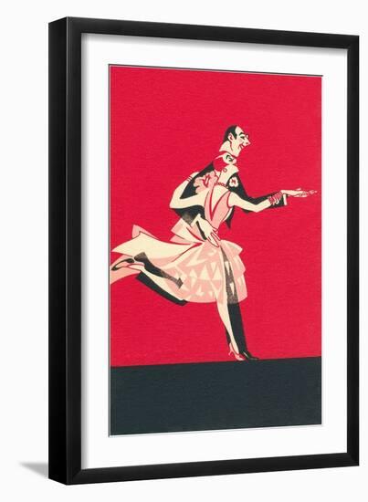 Cartoon Tango Dancers-null-Framed Art Print