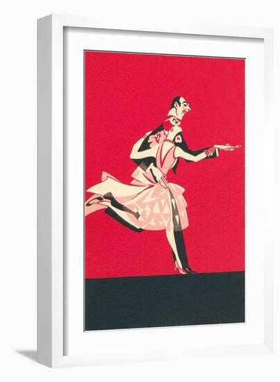 Cartoon Tango Dancers-null-Framed Art Print