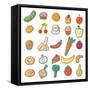 Cartoon Tasty Set-smilewithjul-Framed Stretched Canvas