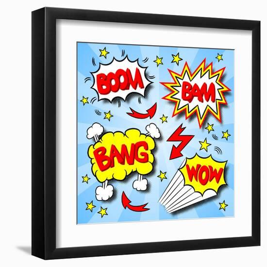 Cartoon Text Explosions-antimartina-Framed Art Print