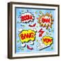 Cartoon Text Explosions-antimartina-Framed Art Print