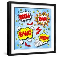 Cartoon Text Explosions-antimartina-Framed Art Print
