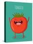 Cartoon Tomato with Eyes and Smiling. Funny Tomato.-Serbinka-Stretched Canvas