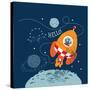 Cartoon Vector Illustration of Space for Children.Hand Drawn. Astronaut and Aliens Have a Little Ch-graphic7-Stretched Canvas