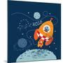 Cartoon Vector Illustration of Space for Children.Hand Drawn. Astronaut and Aliens Have a Little Ch-graphic7-Mounted Art Print
