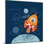 Cartoon Vector Illustration of Space for Children.Hand Drawn. Astronaut and Aliens Have a Little Ch-graphic7-Mounted Art Print