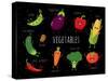 Cartoon Vegetables Illustration on Black. Vector Cartoon. Friends Forever. ?Omic Characters.-Serbinka-Stretched Canvas