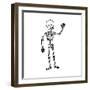 Cartoon Waving Skeleton-lineartestpilot-Framed Art Print