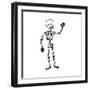 Cartoon Waving Skeleton-lineartestpilot-Framed Art Print