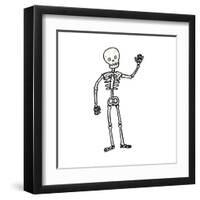 Cartoon Waving Skeleton-lineartestpilot-Framed Art Print