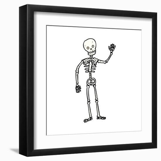 Cartoon Waving Skeleton-lineartestpilot-Framed Art Print