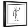 Cartoon Waving Skeleton-lineartestpilot-Framed Art Print