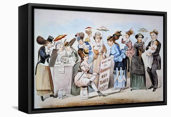 Cartoon: Women's Rights-Currier & Ives-Framed Stretched Canvas