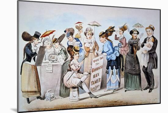 Cartoon: Women's Rights-Currier & Ives-Mounted Giclee Print