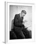 Cartoonist James Thurber Posing with His Work-Bob Landry-Framed Premium Photographic Print