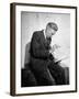 Cartoonist James Thurber Posing with His Work-Bob Landry-Framed Premium Photographic Print