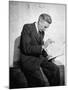 Cartoonist James Thurber Posing with His Work-Bob Landry-Mounted Premium Photographic Print