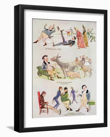 Cartoons of Mr. Pickwick from 'Holly Leaves'-Henry Harris-Framed Giclee Print
