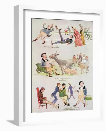 Cartoons of Mr. Pickwick from 'Holly Leaves'-Henry Harris-Framed Giclee Print