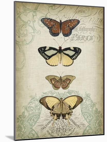 Cartouche and Butterflies I-Jennifer Goldberger-Mounted Art Print