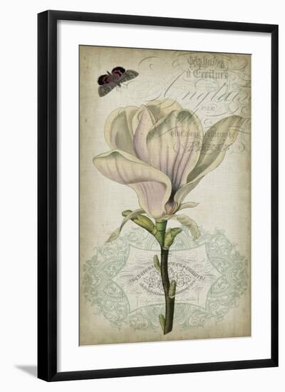 Cartouche & Floral I-Jennifer Goldberger-Framed Art Print