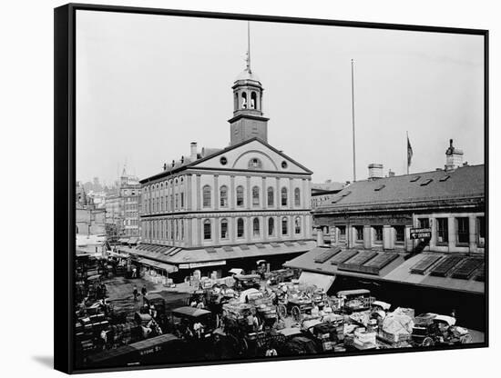 Carts and Wagons in Front of Faneuil Hall-null-Framed Stretched Canvas