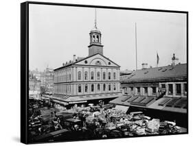 Carts and Wagons in Front of Faneuil Hall-null-Framed Stretched Canvas