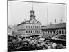 Carts and Wagons in Front of Faneuil Hall-null-Mounted Premium Photographic Print