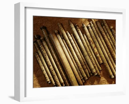 Carved Bamboo Containers from Sarawak, Malaysia-null-Framed Giclee Print