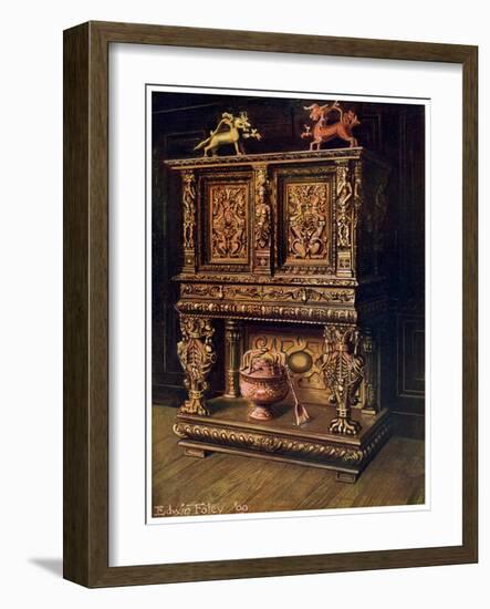 Carved Bourgouignon Credence, 1910-Edwin Foley-Framed Giclee Print